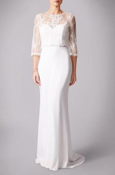 SALE - Mascara White Strapless Dress with Lace Top